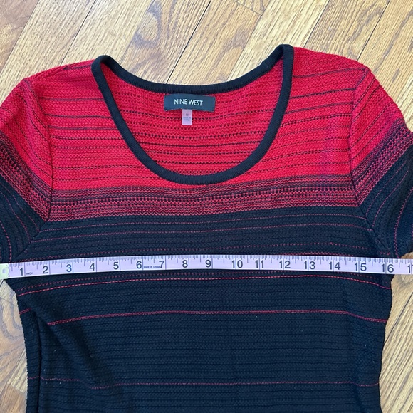 ❤️❤️❤️Nine West Red & Black Striped Sweater Holiday Dress Size Medium❤️❤️❤️ - Picture 8 of 8